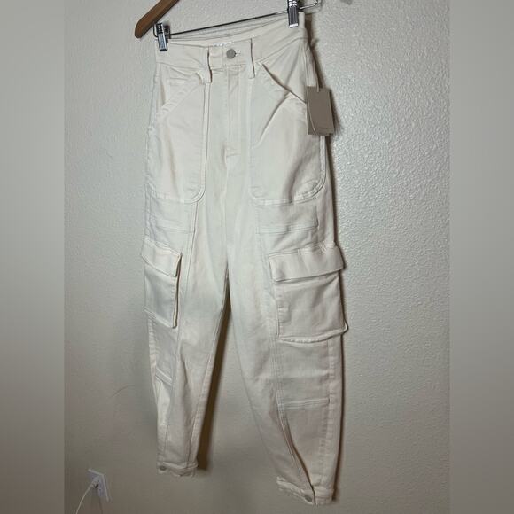 MOTHER The Curbside Cargo Flood Jeans in Egg Eggnog Cream NEW 26 - Picture 4 of 15